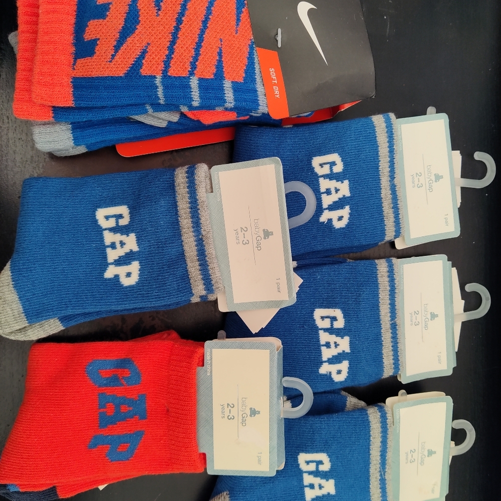 Baby Gap socks and Nike socks